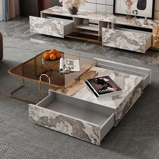 JASIWAY Rectangular Coffee Table Combination with 2 Drawers