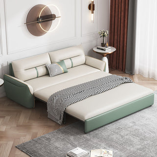JASIWAY 71.7" Green & White Folding Leisure Sofa Bed with Storage Pocket