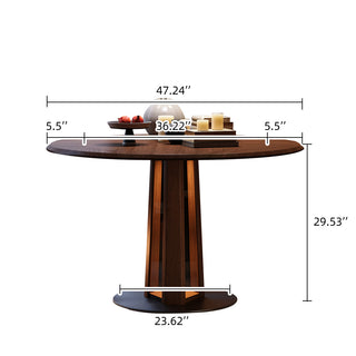 JASIWAY Nordic Style Solid Wood Fold Square Extendable Round Dining Table with LED Light