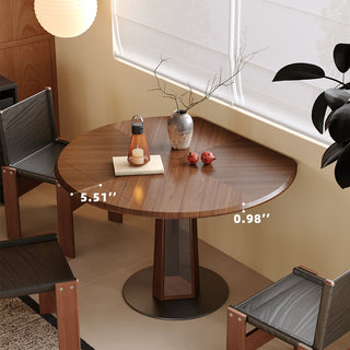 JASIWAY Nordic Style Solid Wood Fold Square Extendable Round Dining Table with LED Light