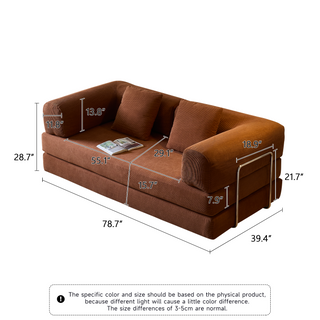 JASIWAY 78.7'' Compress Upholstered Convertible Sofa Bed with Corduroy Fabric