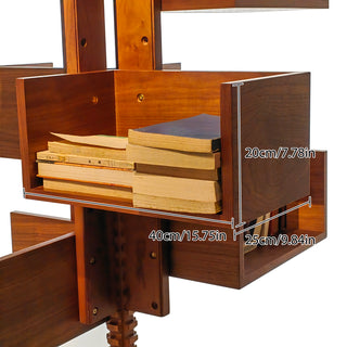 RINGCHEN 360-Degree Rotating Walnut Wood Floor-to-ceiling Bookshelf– Ships within 60 Days