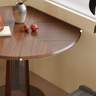 JASIWAY Nordic Style Solid Wood Fold Square Extendable Round Dining Table with LED Light