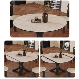 JASIWAY Luxury Sintered Stone Square to Round Convertible Telescopic Marbling Dining Table