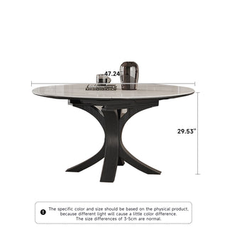 JASIWAY Luxury Sintered Stone Square to Round Convertible Telescopic Marbling Dining Table