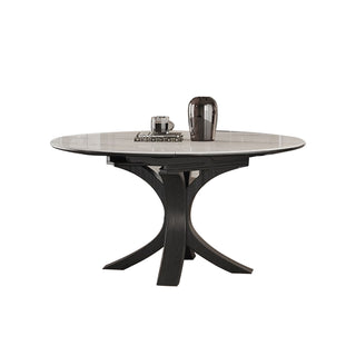 JASIWAY Luxury Sintered Stone Square to Round Convertible Telescopic Marbling Dining Table