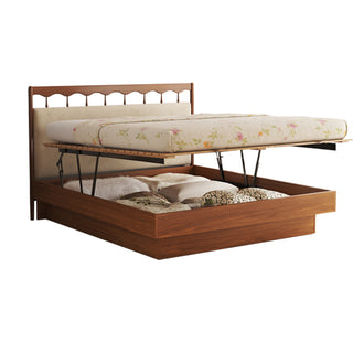 JASIWAY Vintage Storage Bed Solid Wood Floating Bed with Large Storage