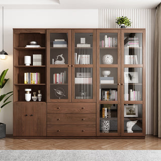 JASIWAY Modern Floor-to-Ceiling Bookshelf with Doors - Modular Storage Cabinet