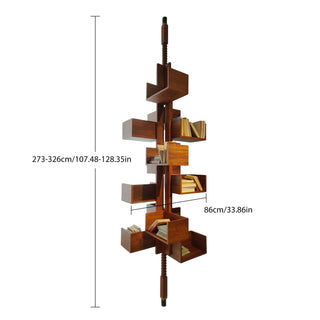 RINGCHEN 360-Degree Rotating Walnut Wood Floor-to-ceiling Bookshelf– Ships within 60 Days