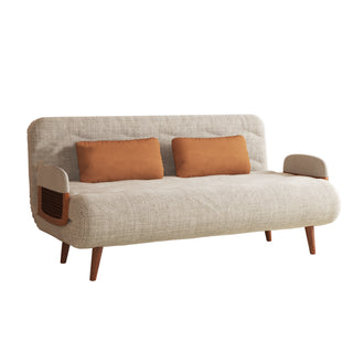 JASIWAY 3-in-1 Beige Folding Sofa Bed Cotton & Linen Convertible Sofa