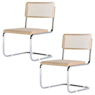 JASIWAY Rattan Dining Side Chair Set of 2 Stainless Steel Base