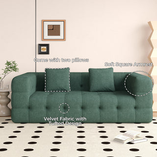 JASIWAY Modern Green Love Seat Sofa with Chenille Velve Fabric