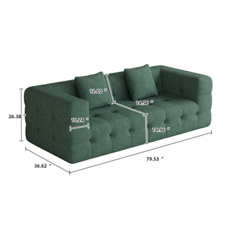 JASIWAY Modern Green Love Seat Sofa with Chenille Velve Fabric