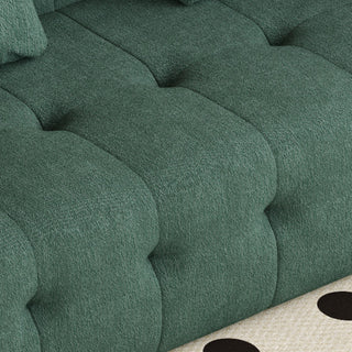 JASIWAY Modern Green Love Seat Sofa with Chenille Velve Fabric