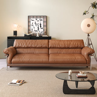 JASIWAY Three-Seater Sofa with Straight-Line Design & Genuine Leather Upholstery – Lead Time within 25 Days