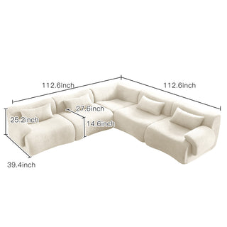 JASIWAY Modern Teddy Velvet Upholstered Sectional Sofa Modular Sofa