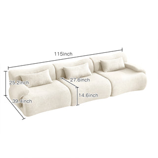 JASIWAY Modern Teddy Velvet Upholstered Sectional Sofa Modular Sofa