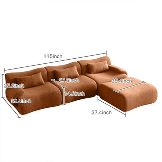 JASIWAY Modern Teddy Velvet Upholstered Sectional Sofa Modular Sofa