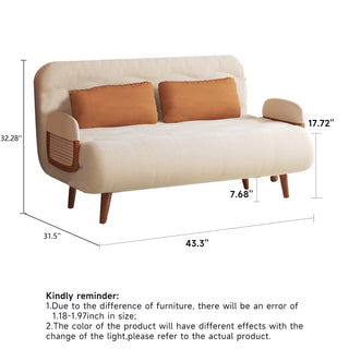 JASIWAY 3-in-1 Beige Folding Sofa Bed Cotton & Linen Convertible Sofa