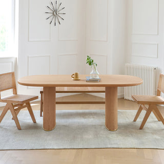 RINGCHEN Solid Ash Wood Oval Dining Table – Ships within 60 Days