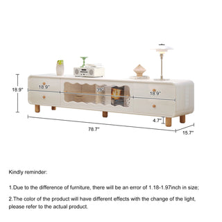 JASIWAY Cream Style Wooden TV Stand with Sliding Door & Drawers