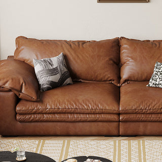 JASIWAY Faux Leather Sofa Brown Vintage Living Room Sofa