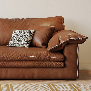 JASIWAY Faux Leather Sofa Brown Vintage Living Room Sofa