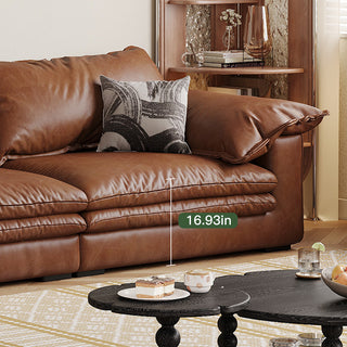 JASIWAY Faux Leather Sofa Brown Vintage Living Room Sofa