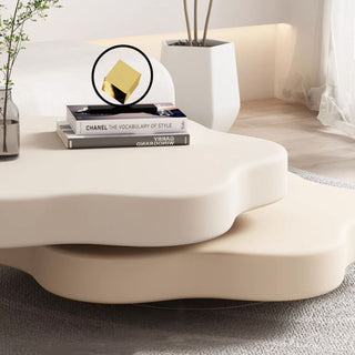 JASIWAY Living Room Cloud Coffee Table with Rotating Shelf