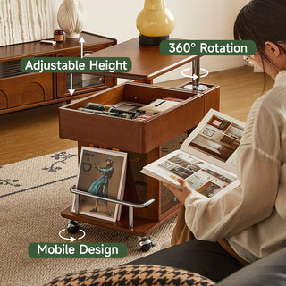 JASIWAY Solid Wood Multi-functional Adjustable Mobile Side Cabinet with Lift up Table Top