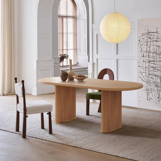 RINGCHEN Solid Ash Wood Oval Dining Table – Ships within 60 Days