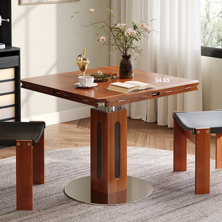 JASIWAY Solid Wood Square to Round Convertible Foldable Dining Table