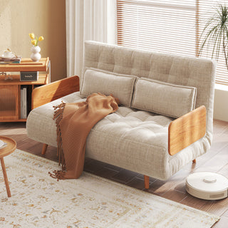 JASIWAY Beige Folding sofa bed Convertible Cotton & Linen