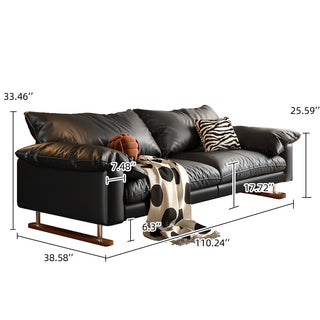 JASIWAY Genuine Leather Sofa Vintage Style for Living Room