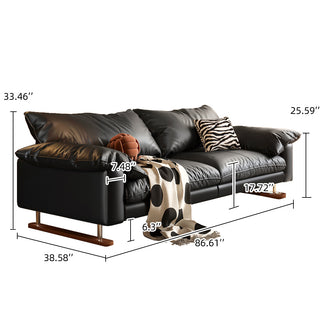 JASIWAY 86.61" Faux Leather Sofa Vintage Style for Living Room