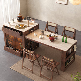 JASIWAY Kitchen Island Extendable Dining Table with Sintered Stone Top