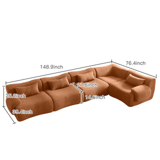 JASIWAY Modern Teddy Velvet Upholstered Sectional Sofa Modular Sofa