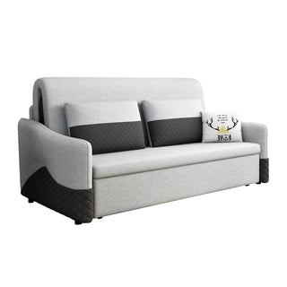 JASIWAY Grey 3 in 1 Pull Out Couch Bed Cotton Linen with Storage Chaise