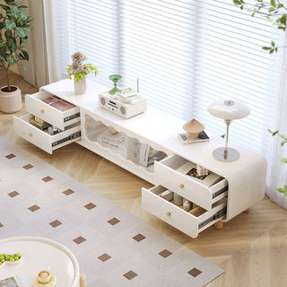 JASIWAY Cream Style Wooden TV Stand with Sliding Door & Drawers