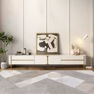 JASIWAY Luxury Rectangle TV Stand with Marbling Slate Top