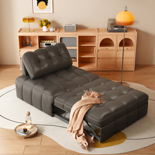 JASIWAY Modern Beige & Black Convertible Sofa Bed Easily witch Between Couch and Bed