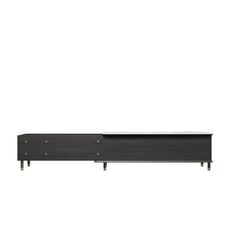 JASIWAY Modern Rectangle TV Stand  Black Media Console with 3 Drawers