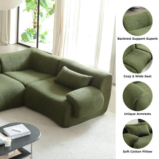 JASIWAY Modern Teddy Velvet Upholstered Sectional Sofa Modular Sofa