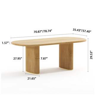 RINGCHEN Solid Ash Wood Oval Dining Table – Ships within 60 Days