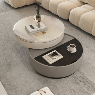 JASIWAY Microcrystalline Stone Top Rotating Round Coffee Table