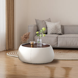 JASIWAY Light Luxury Modern Round Coffee Table with Storage