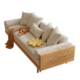 JASIWAY 82.68 Inches Modern Retractable Solid Wood Sleeper Sofa Bed