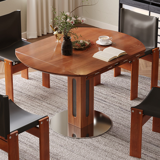 JASIWAY Solid Wood Square to Round Convertible Foldable Dining Table