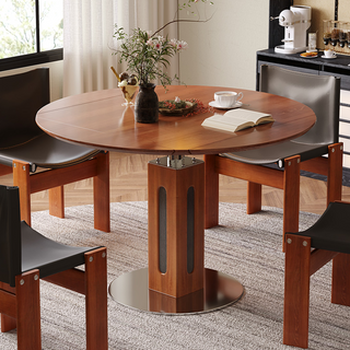 JASIWAY Solid Wood Square to Round Convertible Foldable Dining Table