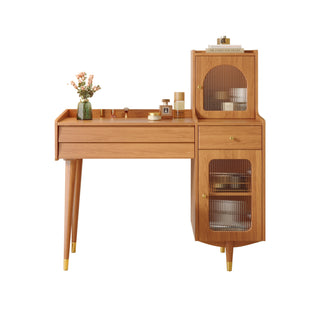 JASIWAY Storage Dressing Table Wooden with Adjustable Side Cabinet Position